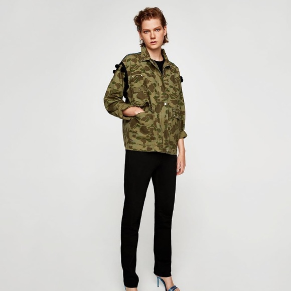Zara Camouflage Contrasting Parka - Picture 1 of 7